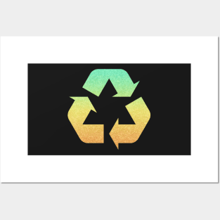 Sand Ocean Ombre Faux Glitter Recycle Symbol Posters and Art